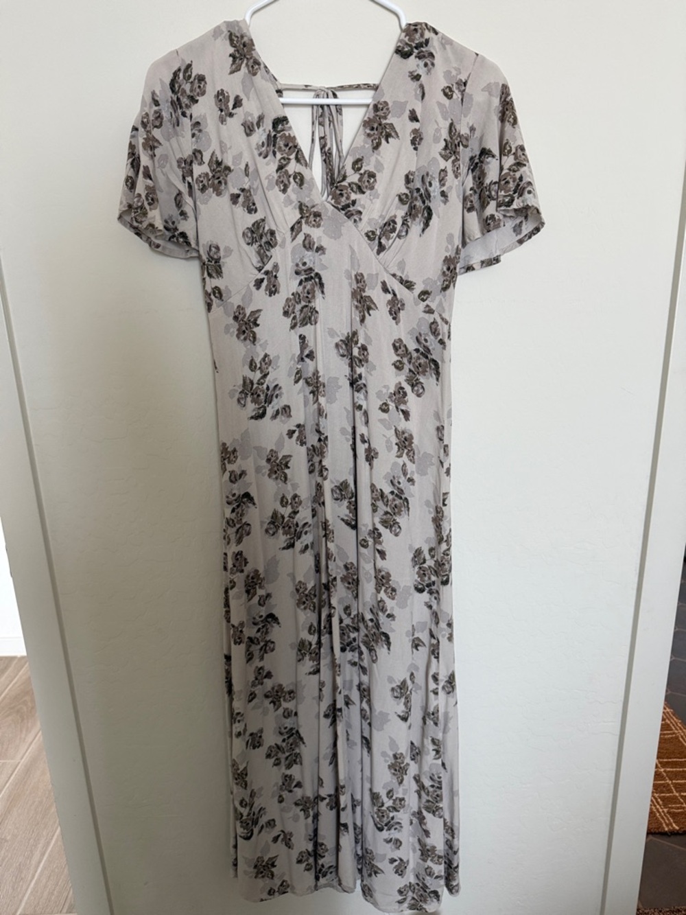 Floral Maxi Dress in Taupe and Brown
